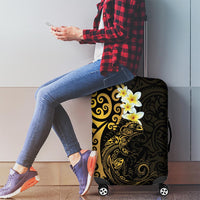New Zealand Tuatara Plumeria Luggage Cover Maori Gold Koru Tribal Tattoo LT01 - Polynesian Pride