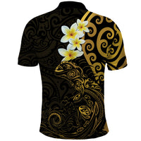 New Zealand Tuatara Plumeria Polo Shirt Maori Gold Koru Tribal Tattoo LT01 - Polynesian Pride