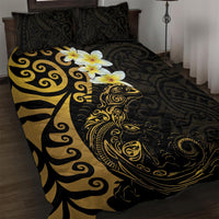 New Zealand Tuatara Plumeria Quilt Bed Set Maori Gold Koru Tribal Tattoo LT01 Gold - Polynesian Pride