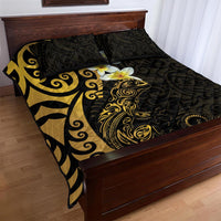 New Zealand Tuatara Plumeria Quilt Bed Set Maori Gold Koru Tribal Tattoo LT01 - Polynesian Pride