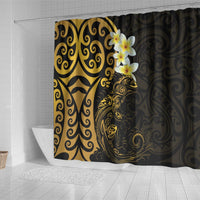 New Zealand Tuatara Plumeria Shower Curtain Maori Gold Koru Tribal Tattoo LT01 - Polynesian Pride