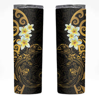 New Zealand Tuatara Plumeria Skinny Tumbler Maori Gold Koru Tribal Tattoo LT01 Gold - Polynesian Pride
