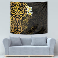 New Zealand Tuatara Plumeria Tapestry Maori Gold Koru Tribal Tattoo