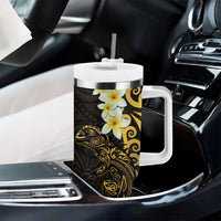 New Zealand Tuatara Plumeria Tumbler With Handle Maori Gold Koru Tribal Tattoo LT01 - Polynesian Pride