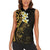 New Zealand Tuatara Plumeria Women Sleeveless Polo Shirt Maori Gold Koru Tribal Tattoo