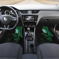 New Zealand Tuatara Plumeria Car Mats Maori Green Koru Tribal Tattoo LT01 Set 2pcs - Front Green - Polynesian Pride
