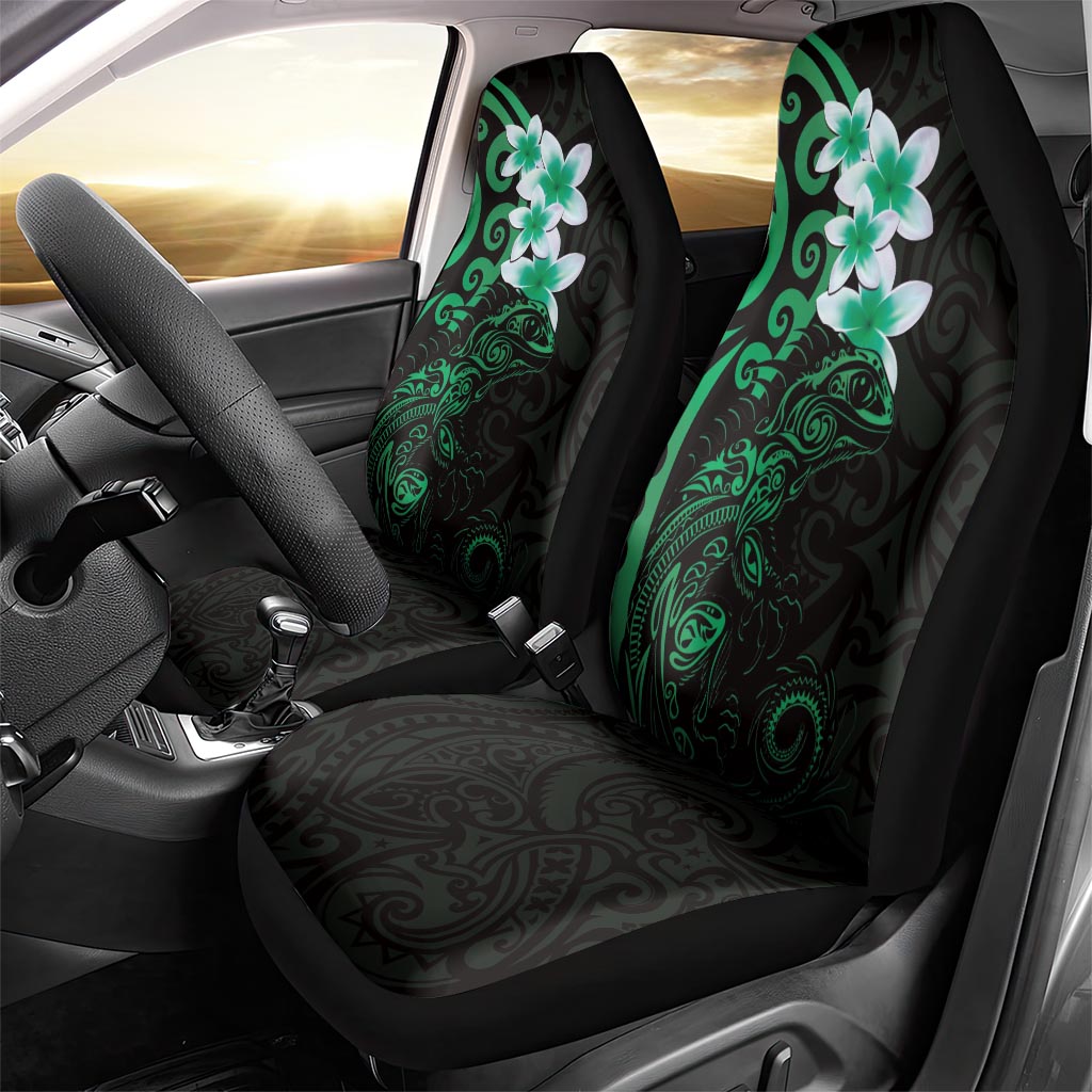 New Zealand Tuatara Plumeria Car Seat Cover Maori Green Koru Tribal Tattoo LT01 - Polynesian Pride