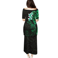 New Zealand Tuatara Plumeria Family Matching Puletasi and Hawaiian Shirt Maori Green Koru Tribal Tattoo LT01 - Polynesian Pride