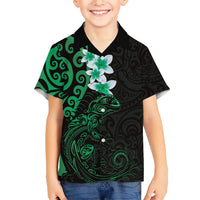 New Zealand Tuatara Plumeria Hawaiian Shirt Maori Green Koru Tribal Tattoo LT01 - Polynesian Pride