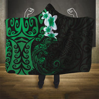New Zealand Tuatara Plumeria Hooded Blanket Maori Green Koru Tribal Tattoo LT01 One Size Green - Polynesian Pride