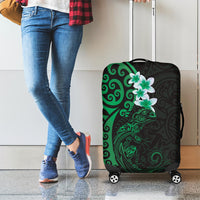 New Zealand Tuatara Plumeria Luggage Cover Maori Green Koru Tribal Tattoo LT01 - Polynesian Pride