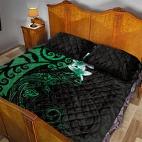 New Zealand Tuatara Plumeria Quilt Bed Set Maori Green Koru Tribal Tattoo LT01 - Polynesian Pride