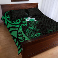 New Zealand Tuatara Plumeria Quilt Bed Set Maori Green Koru Tribal Tattoo LT01 - Polynesian Pride