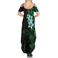New Zealand Tuatara Plumeria Summer Maxi Dress Maori Green Koru Tribal Tattoo LT01 - Polynesian Pride