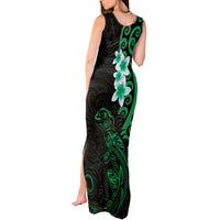 New Zealand Tuatara Plumeria Tank Maxi Dress Maori Green Koru Tribal Tattoo LT01 - Polynesian Pride