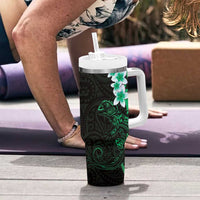 New Zealand Tuatara Plumeria Tumbler With Handle Maori Green Koru Tribal Tattoo LT01 - Polynesian Pride