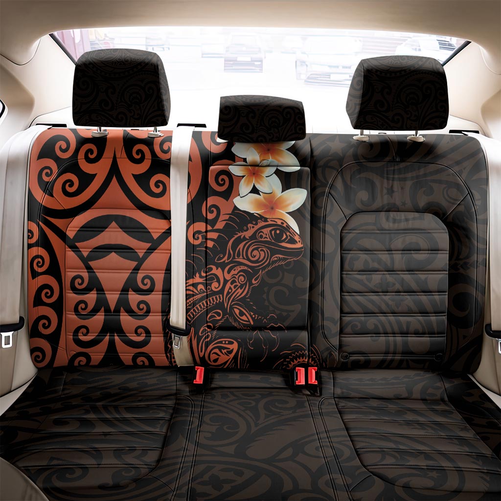 New Zealand Tuatara Plumeria Back Car Seat Cover Maori Orange Koru Tribal Tattoo LT01 - Polynesian Pride