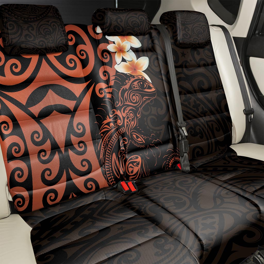 New Zealand Tuatara Plumeria Back Car Seat Cover Maori Orange Koru Tribal Tattoo LT01 - Polynesian Pride