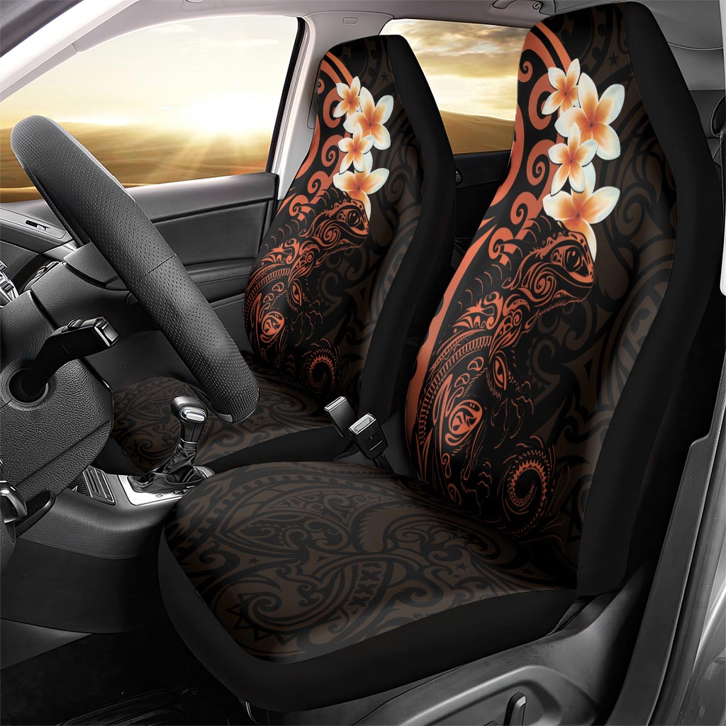 New Zealand Tuatara Plumeria Car Seat Cover Maori Orange Koru Tribal Tattoo LT01 - Polynesian Pride