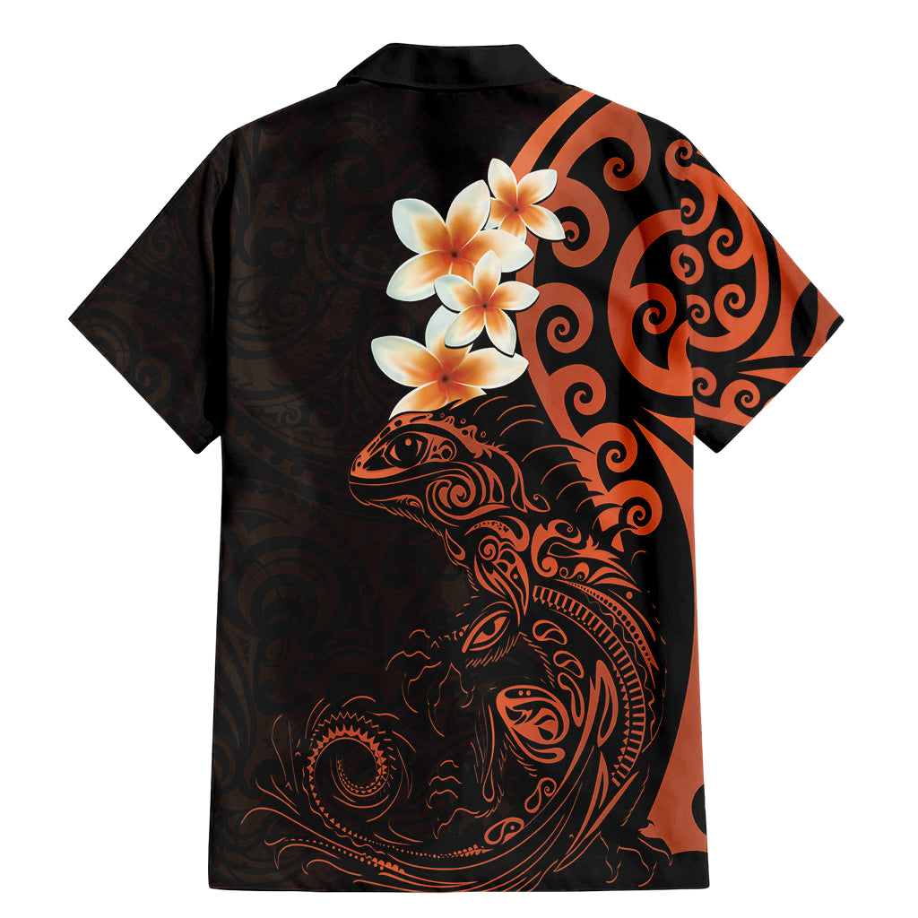 New Zealand Tuatara Plumeria Family Matching Mermaid Dress and Hawaiian Shirt Maori Orange Koru Tribal Tattoo LT01 - Polynesian Pride