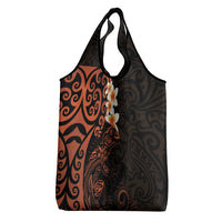 New Zealand Tuatara Plumeria Grocery Bag Maori Orange Koru Tribal Tattoo LT01 - Polynesian Pride