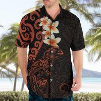 New Zealand Tuatara Plumeria Hawaiian Shirt Maori Orange Koru Tribal Tattoo LT01 - Polynesian Pride