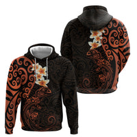 New Zealand Tuatara Plumeria Hoodie Maori Orange Koru Tribal Tattoo LT01 - Polynesian Pride