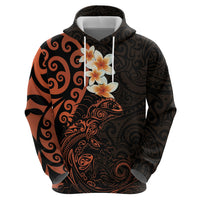 New Zealand Tuatara Plumeria Hoodie Maori Orange Koru Tribal Tattoo LT01 - Polynesian Pride