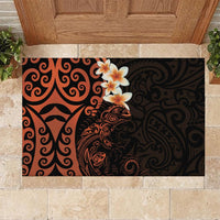 New Zealand Tuatara Plumeria Rubber Doormat Maori Orange Koru Tribal Tattoo