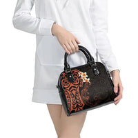 New Zealand Tuatara Plumeria Shoulder Handbag Maori Orange Koru Tribal Tattoo