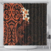 New Zealand Tuatara Plumeria Shower Curtain Maori Orange Koru Tribal Tattoo LT01 - Polynesian Pride
