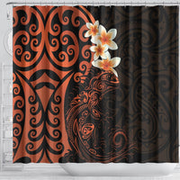 New Zealand Tuatara Plumeria Shower Curtain Maori Orange Koru Tribal Tattoo LT01 - Polynesian Pride