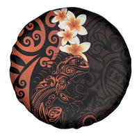 New Zealand Tuatara Plumeria Spare Tire Cover Maori Orange Koru Tribal Tattoo