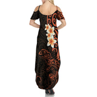 New Zealand Tuatara Plumeria Summer Maxi Dress Maori Orange Koru Tribal Tattoo LT01 - Polynesian Pride