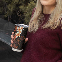 New Zealand Tuatara Plumeria Tumbler Cup Maori Orange Koru Tribal Tattoo LT01 - Polynesian Pride
