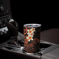 New Zealand Tuatara Plumeria Tumbler Cup Maori Orange Koru Tribal Tattoo LT01 - Polynesian Pride