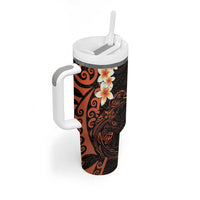 New Zealand Tuatara Plumeria Tumbler With Handle Maori Orange Koru Tribal Tattoo LT01 - Polynesian Pride