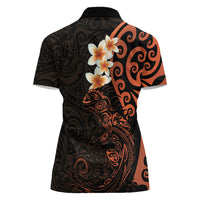 New Zealand Tuatara Plumeria Women Polo Shirt Maori Orange Koru Tribal Tattoo