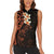 New Zealand Tuatara Plumeria Women Sleeveless Polo Shirt Maori Orange Koru Tribal Tattoo