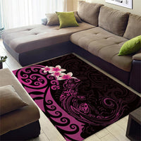 New Zealand Tuatara Plumeria Area Rug Maori Pink Koru Tribal Tattoo LT01 - Polynesian Pride