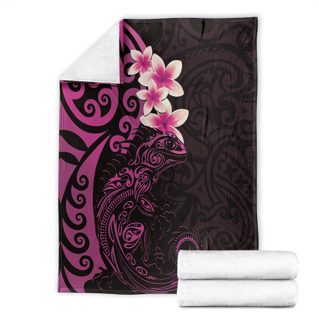 New Zealand Tuatara Plumeria Blanket Maori Pink Koru Tribal Tattoo LT01 - Polynesian Pride