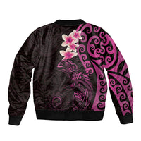 New Zealand Tuatara Plumeria Bomber Jacket Maori Pink Koru Tribal Tattoo LT01 - Polynesian Pride