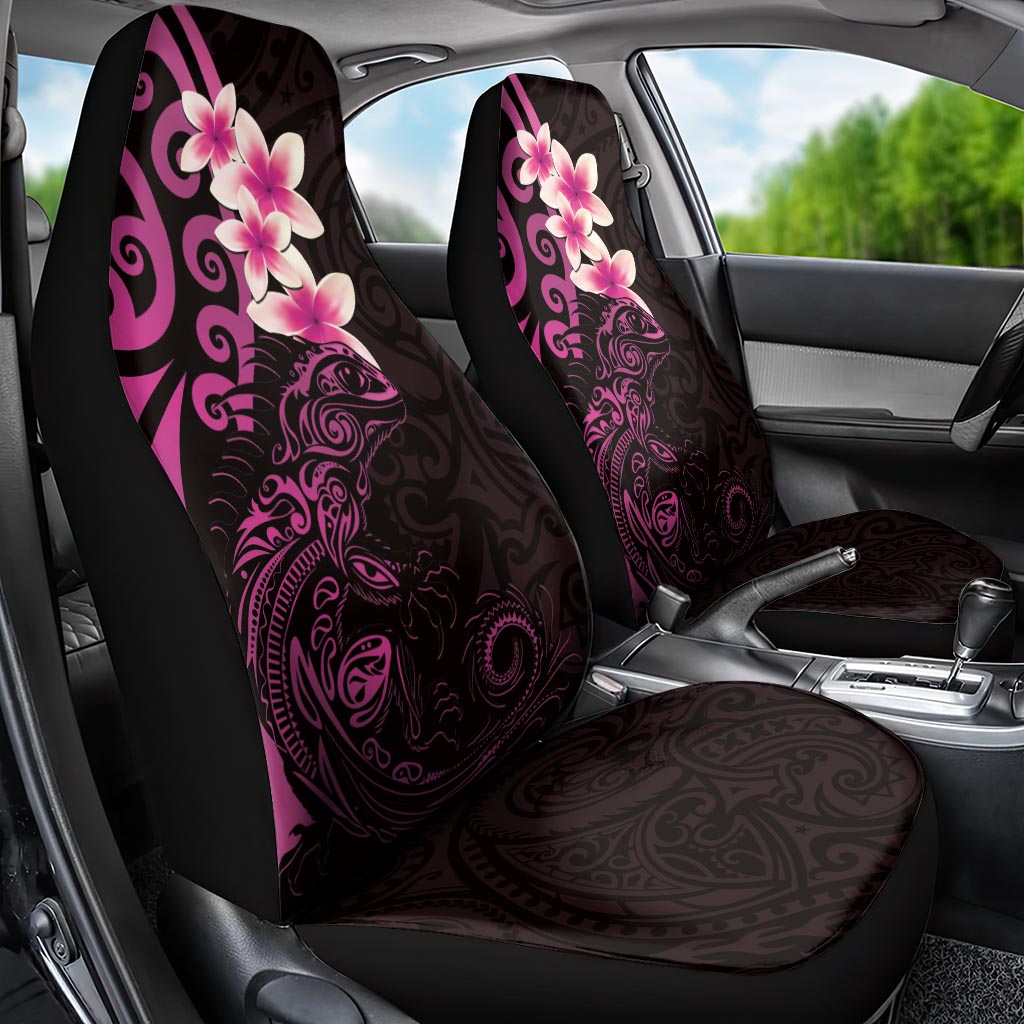 New Zealand Tuatara Plumeria Car Seat Cover Maori Pink Koru Tribal Tattoo LT01 - Polynesian Pride