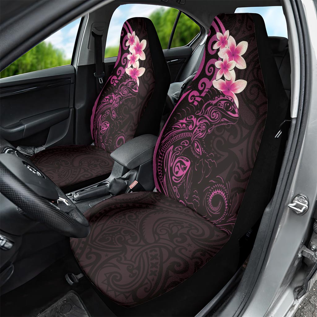 New Zealand Tuatara Plumeria Car Seat Cover Maori Pink Koru Tribal Tattoo LT01 - Polynesian Pride