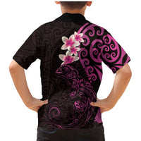 New Zealand Tuatara Plumeria Family Matching Mermaid Dress and Hawaiian Shirt Maori Pink Koru Tribal Tattoo LT01 - Polynesian Pride