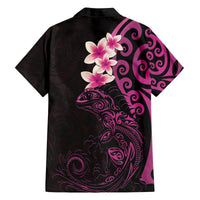 New Zealand Tuatara Plumeria Family Matching Puletasi and Hawaiian Shirt Maori Pink Koru Tribal Tattoo LT01 - Polynesian Pride