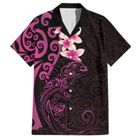 New Zealand Tuatara Plumeria Hawaiian Shirt Maori Pink Koru Tribal Tattoo LT01 Pink - Polynesian Pride