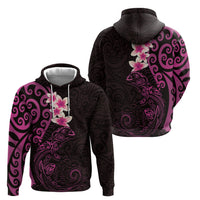 New Zealand Tuatara Plumeria Hoodie Maori Pink Koru Tribal Tattoo LT01 - Polynesian Pride