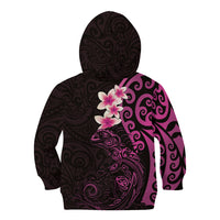 New Zealand Tuatara Plumeria Kid Hoodie Maori Pink Koru Tribal Tattoo LT01 - Polynesian Pride