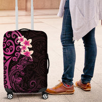 New Zealand Tuatara Plumeria Luggage Cover Maori Pink Koru Tribal Tattoo LT01 Pink - Polynesian Pride